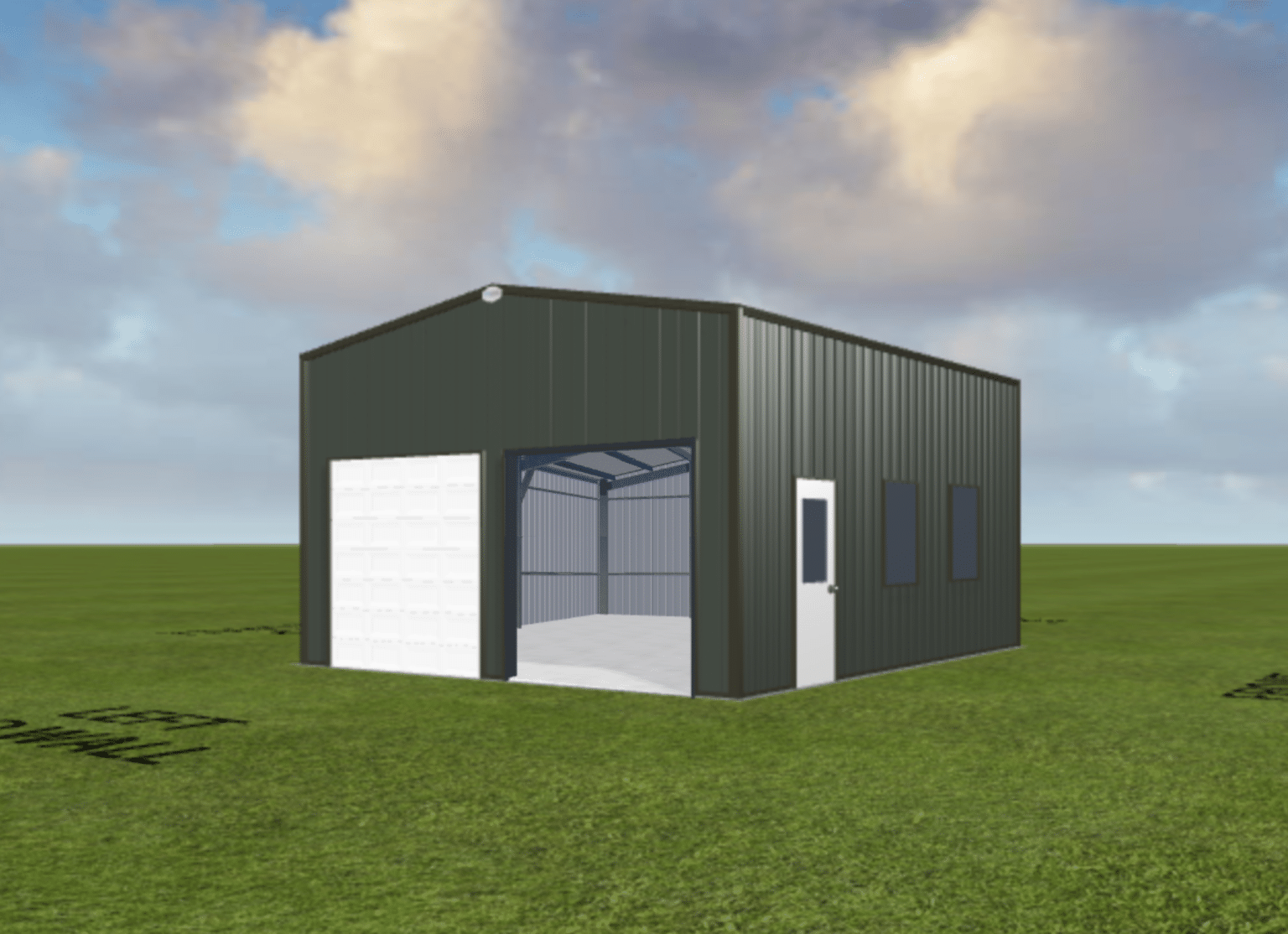 20 x 24 x 12 Pre-engineered Metal Steel Building Kit - Extended Garage w/ Storage - Image 2