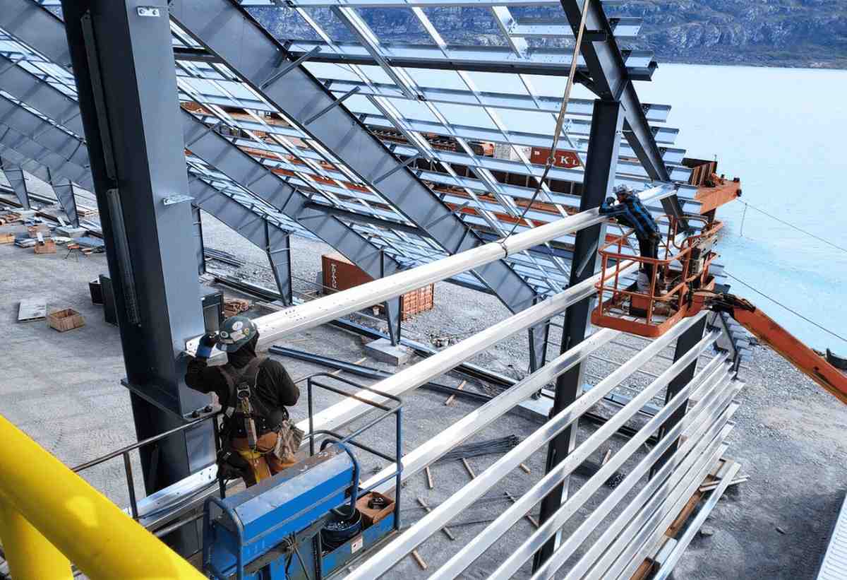 Assembling of high-strength steel beams for an advanced mining facility.